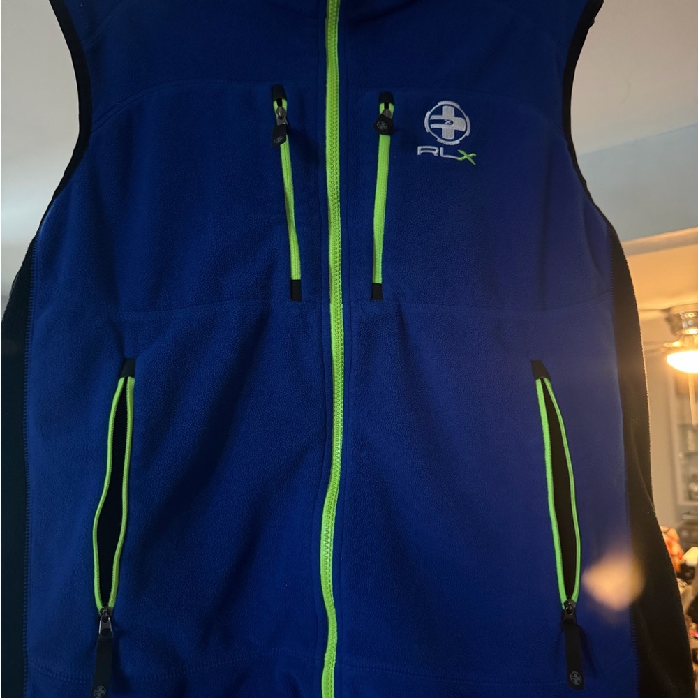 Ralph Lauren Polo RLX Blue and Neon Green Vest. Size: LARGE
